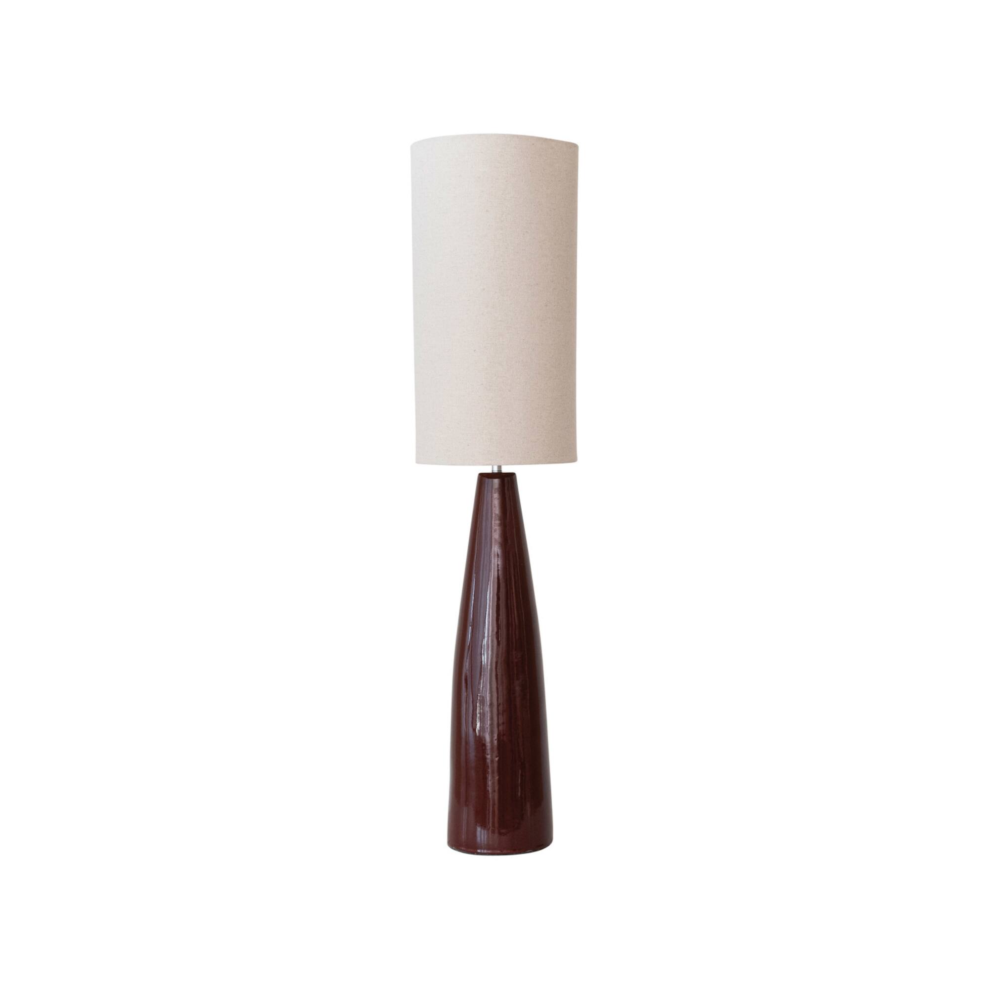 Hello Honey® 4ft. Brown Reactive Glaze Ceramic Floor Lamp with Linen Shade